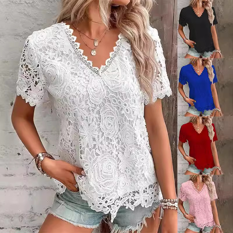 Chemise d'été blanche à manche - Layered Necklace Set avis et prix