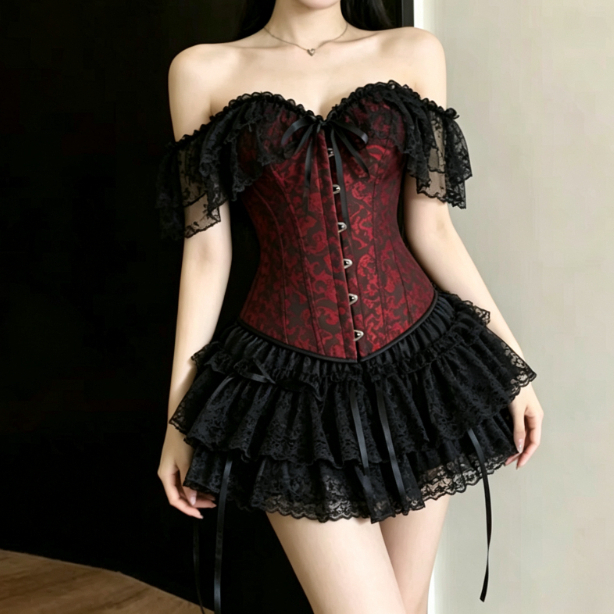 Ensemble corset gothique sombr - Layered Necklace Set avis et prix