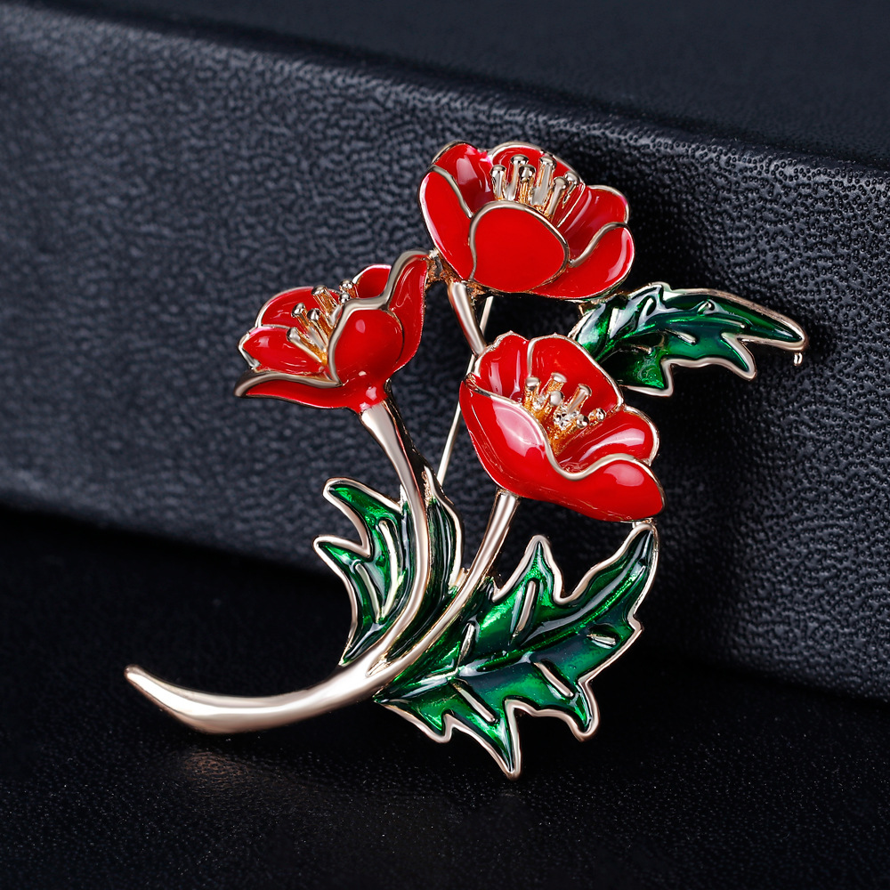 Broche fleur de pavot rouge ém - Women'S Accessories Uk avis et prix